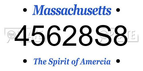 45628S8 Massachusetts License Plate