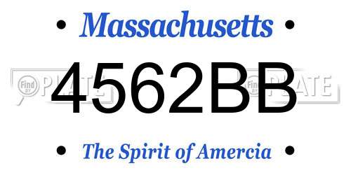 4562BB Massachusetts License Plate