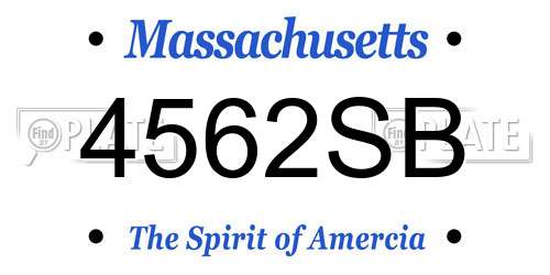 4562SB Massachusetts License Plate