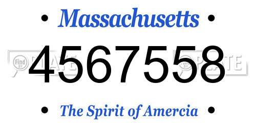 4567558 Massachusetts License Plate