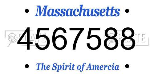 4567588 Massachusetts License Plate
