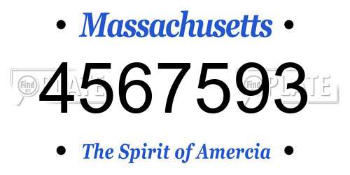 4567593 Massachusetts License Plate