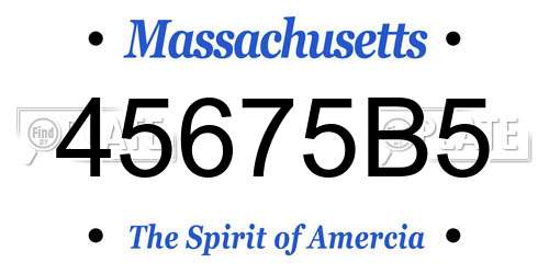 45675B5 Massachusetts License Plate