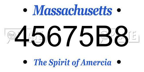 45675B8 Massachusetts License Plate