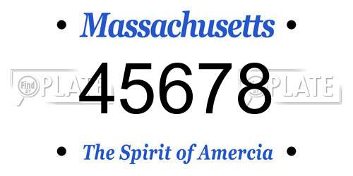 45678 Massachusetts License Plate