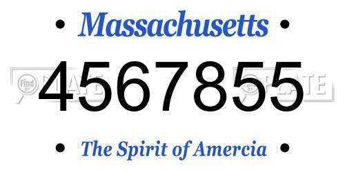 4567855 Massachusetts License Plate