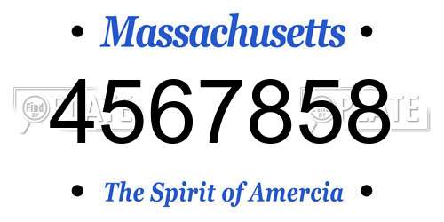 4567858 Massachusetts License Plate