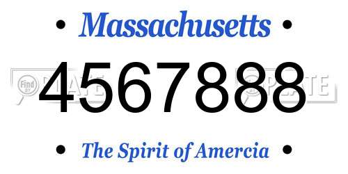 4567888 Massachusetts License Plate