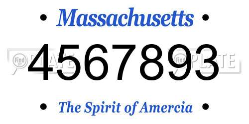 4567893 Massachusetts License Plate