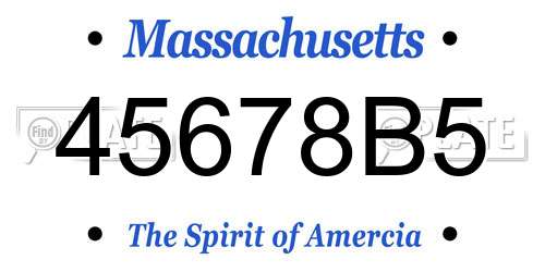 45678B5 Massachusetts License Plate
