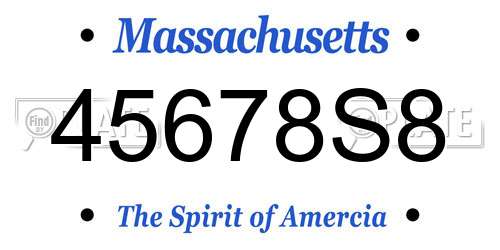 45678S8 Massachusetts License Plate