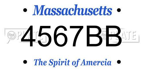 4567BB Massachusetts License Plate