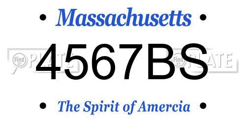 4567BS Massachusetts License Plate