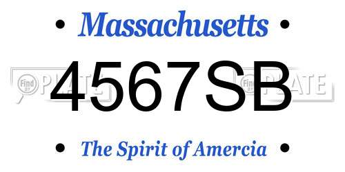 4567SB Massachusetts License Plate