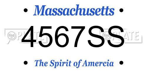 4567SS Massachusetts License Plate