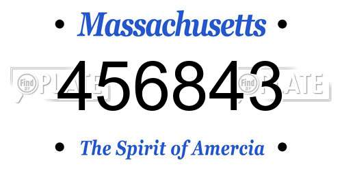 456843 Massachusetts License Plate