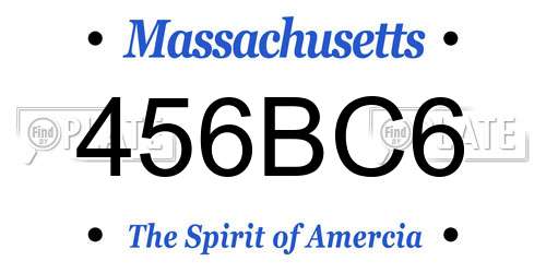 456BC6 Massachusetts License Plate