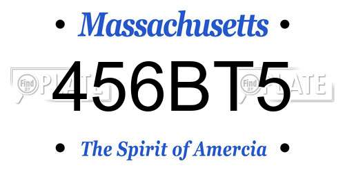 456BT5 Massachusetts License Plate