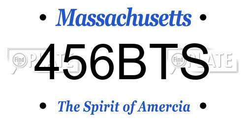 456BTS Massachusetts License Plate