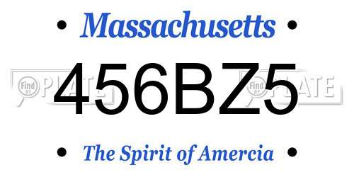 456BZ5 Massachusetts License Plate