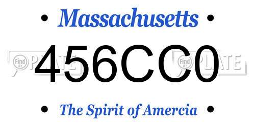 456CC0 Massachusetts License Plate