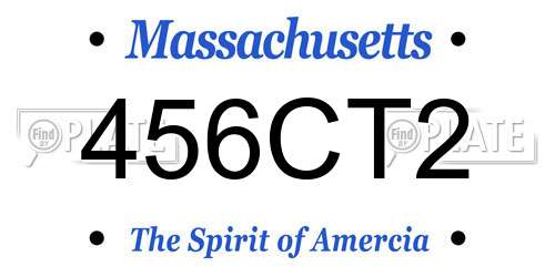 456CT2 Massachusetts License Plate