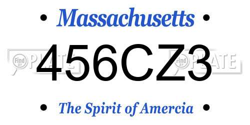 456CZ3 Massachusetts License Plate