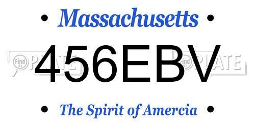 456EBV Massachusetts License Plate