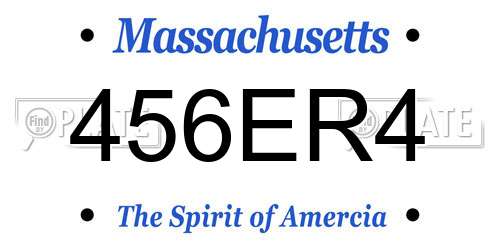456ER4 Massachusetts License Plate