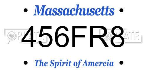456FR8 Massachusetts License Plate