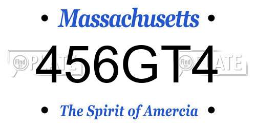 456GT4 Massachusetts License Plate