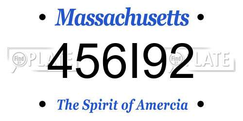 456I92 Massachusetts License Plate
