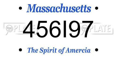 456I97 Massachusetts License Plate