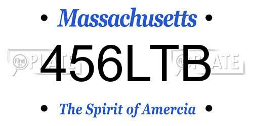 456LTB Massachusetts License Plate
