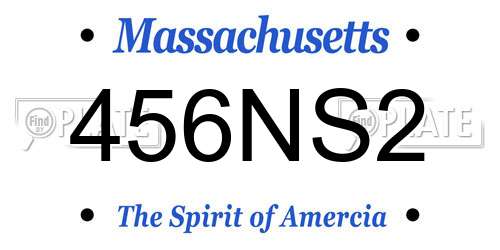 456NS2 Massachusetts License Plate