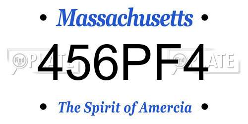 456PF4 Massachusetts License Plate