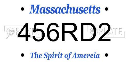 456RD2 Massachusetts License Plate