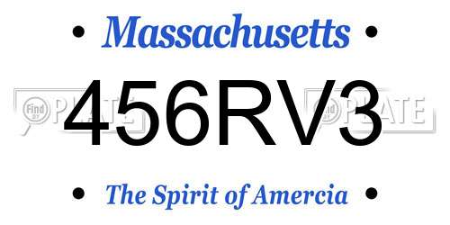 456RV3 Massachusetts License Plate