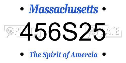456S25 Massachusetts License Plate