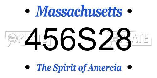 456S28 Massachusetts License Plate
