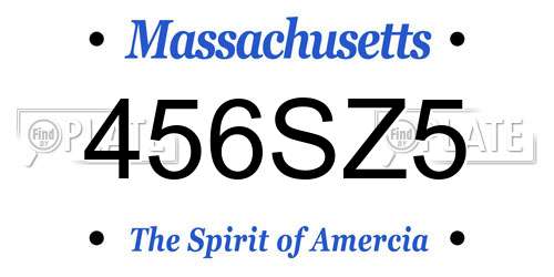 456SZ5 Massachusetts License Plate
