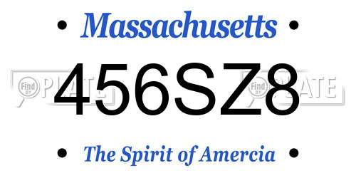456SZ8 Massachusetts License Plate