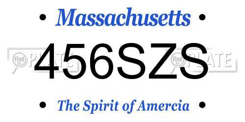 456SZS Massachusetts License Plate