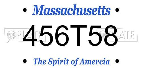 456T58 Massachusetts License Plate