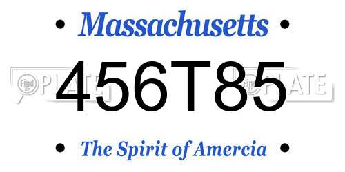 456T85 Massachusetts License Plate