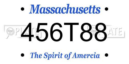 456T88 Massachusetts License Plate
