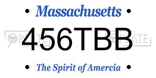 456TBB Massachusetts License Plate
