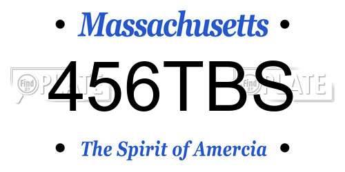 456TBS Massachusetts License Plate