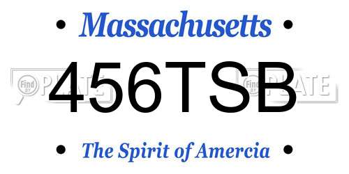 456TSB Massachusetts License Plate
