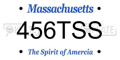 456TSS Massachusetts License Plate